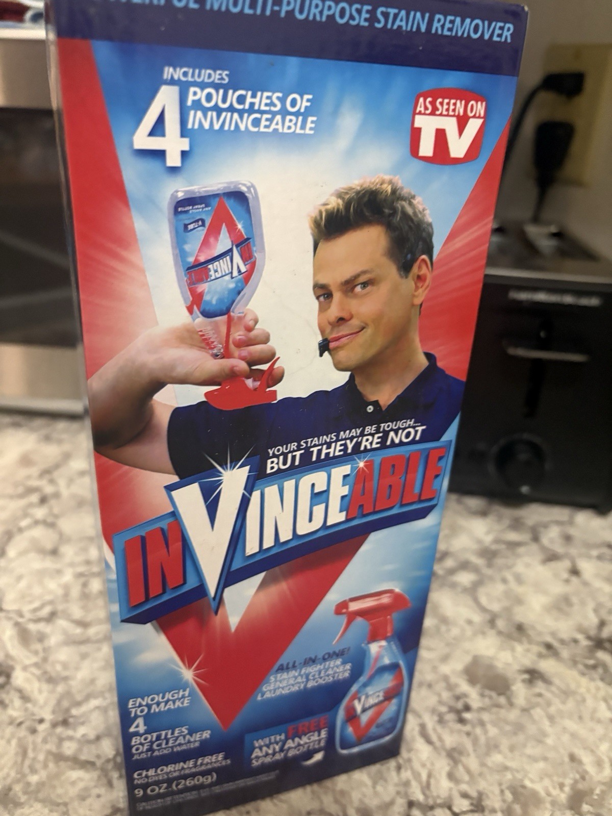 Invinceable Laundry Stain Remover Pouches 4 Pack 9 oz Chlorine Free, Scent Free