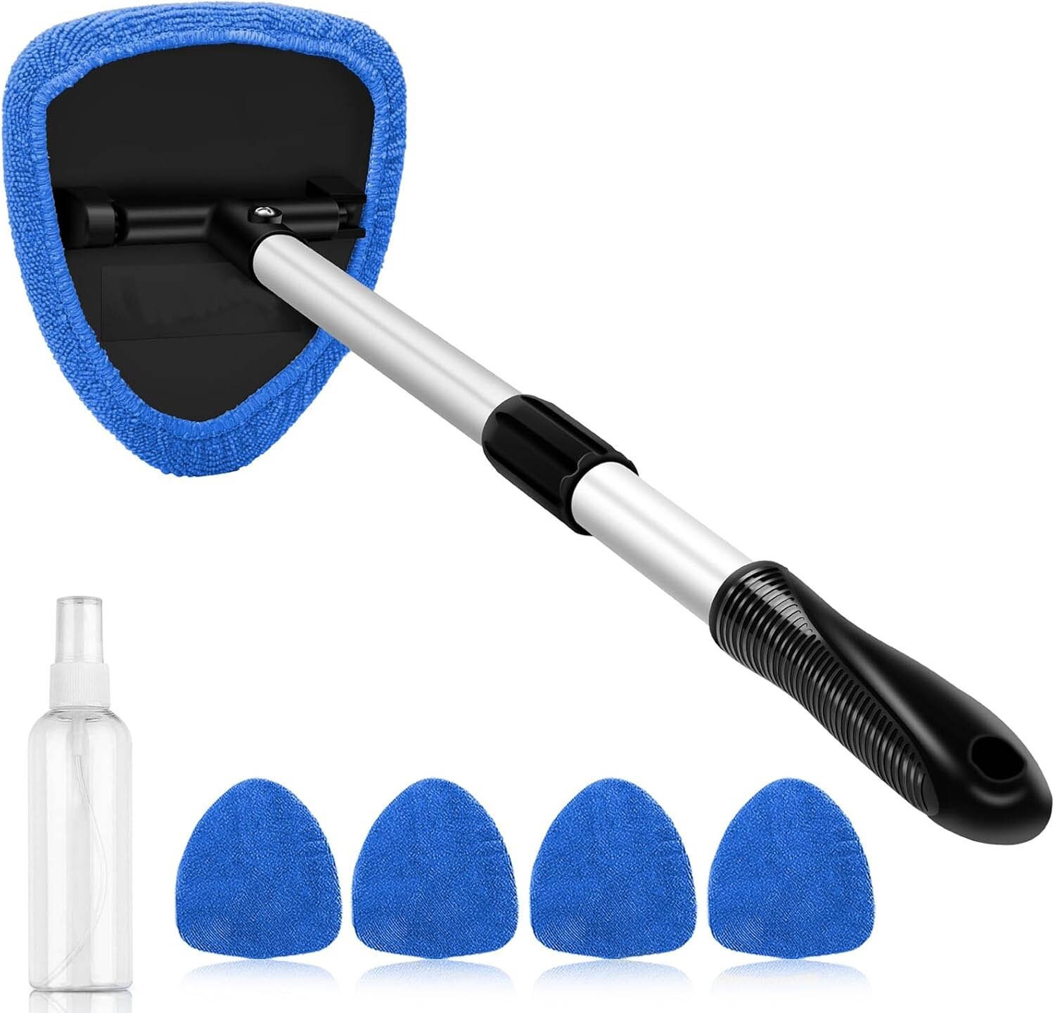 Limpiaparabrisas, Kit de Limpieza Interior con Mango Extensible y 4 Estropajos d