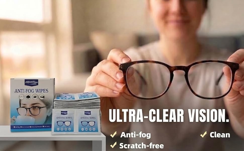 Anti-Fog Wipes for Glasses – Eye Glasses Cleaner Wipes,Indivily