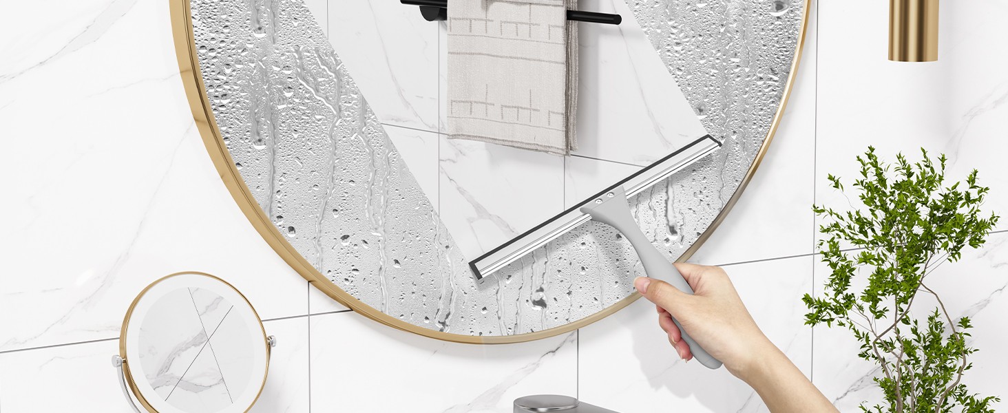 Squeegee for Shower Glass Door, All-Purpose Squeegee with Hook for Shower Doors,