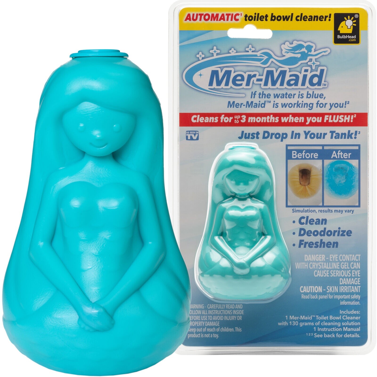 Mer-Maid Automatic 3-Month Toilet Bowl Cleaner | Clean Deodorize | AS-SEEN-ON-TV