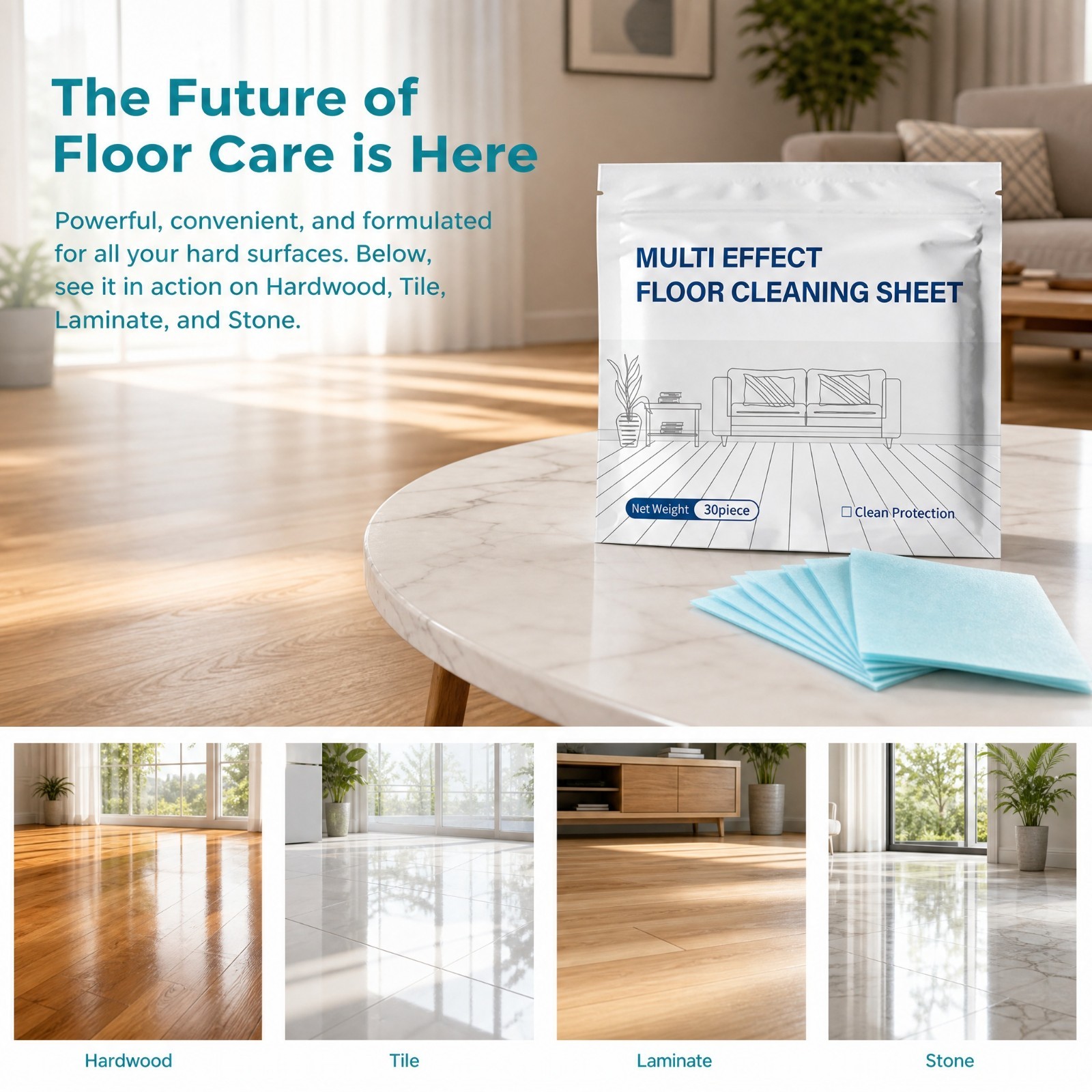 30Pcs Concentrated Floor Cleaning Tablets Multi-Surface Tile Hardwood Laminate
