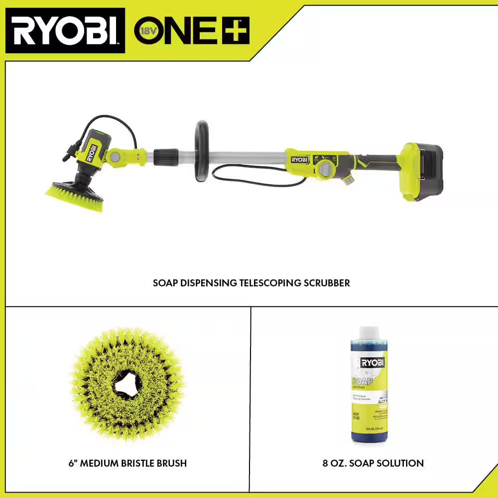 Scrubber 18V Cordless Soap Dispensing Effortless Cleaning Ryobi (Tool Only)