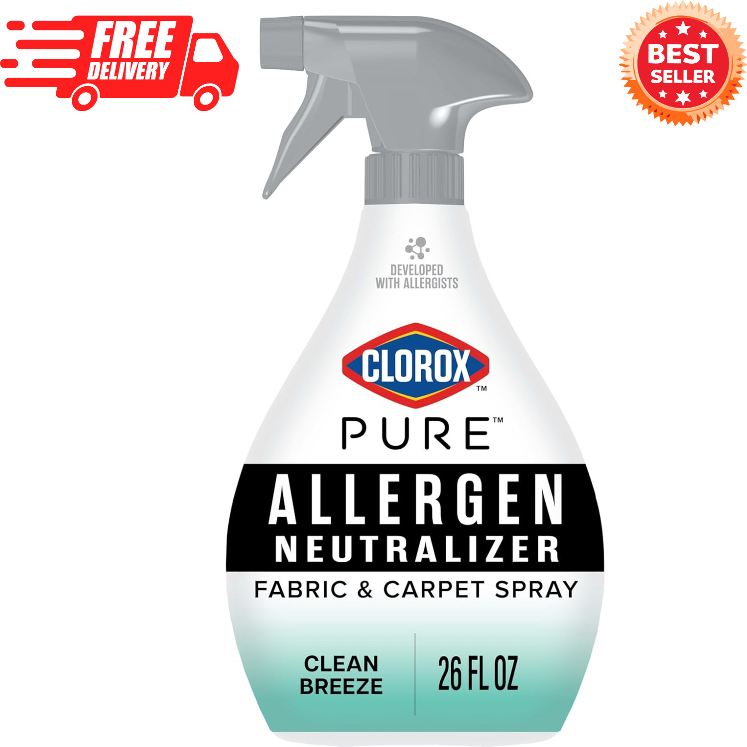 PURE Allergen Neutralizer Fabric and Carpet Spray, Clean Breeze, 26 Fluid Ounces