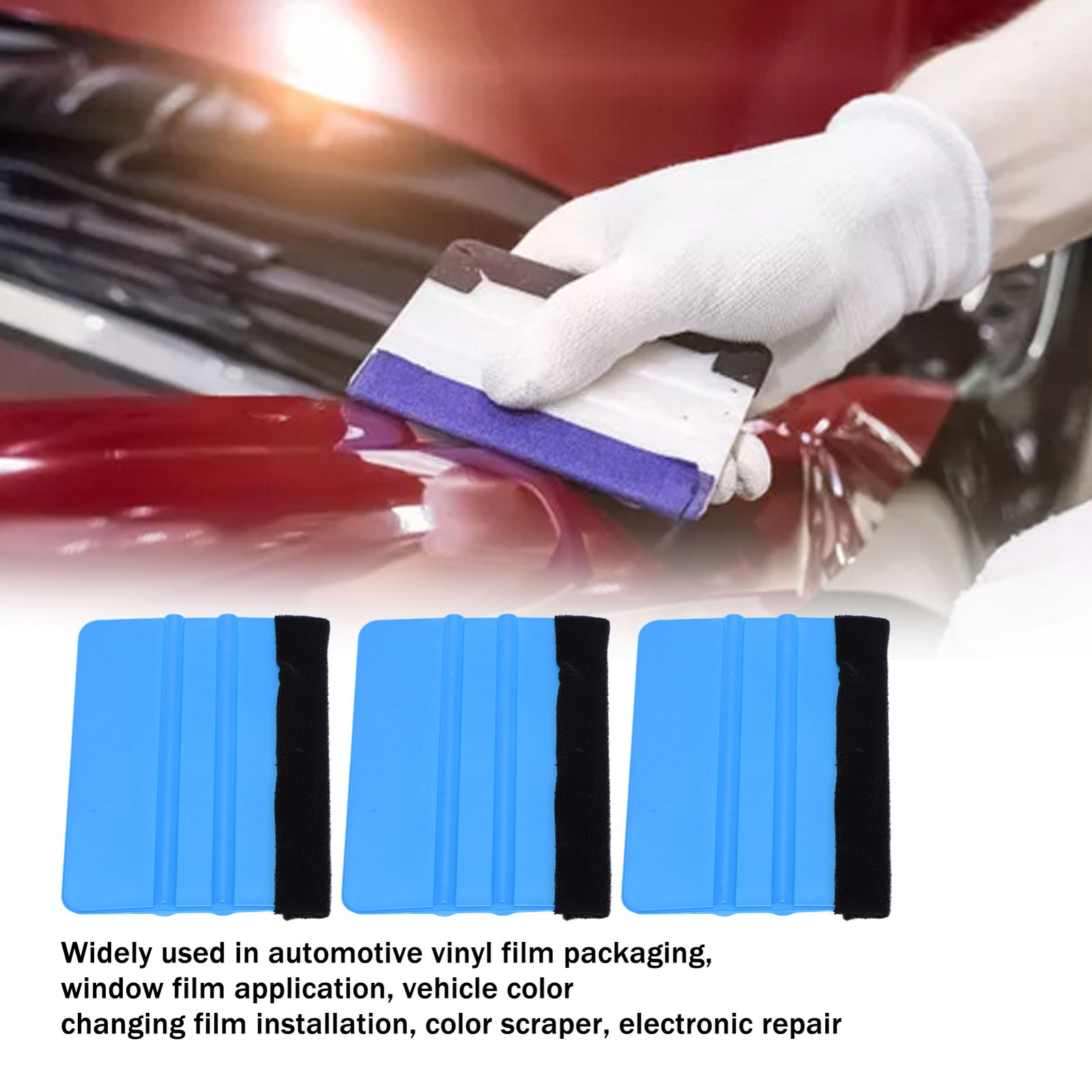 10 X Car Vinyl Scraper Scratch Resistant Professional Vinyl Felt Squeegee Blue