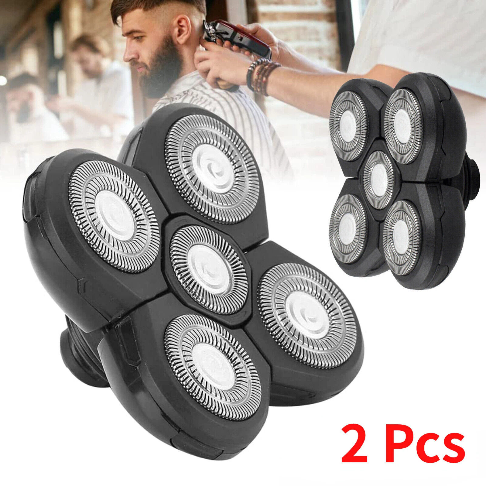 2PCS 5 Blades Floating Shaving Bald Replacement Shaver Head For Electric Razors