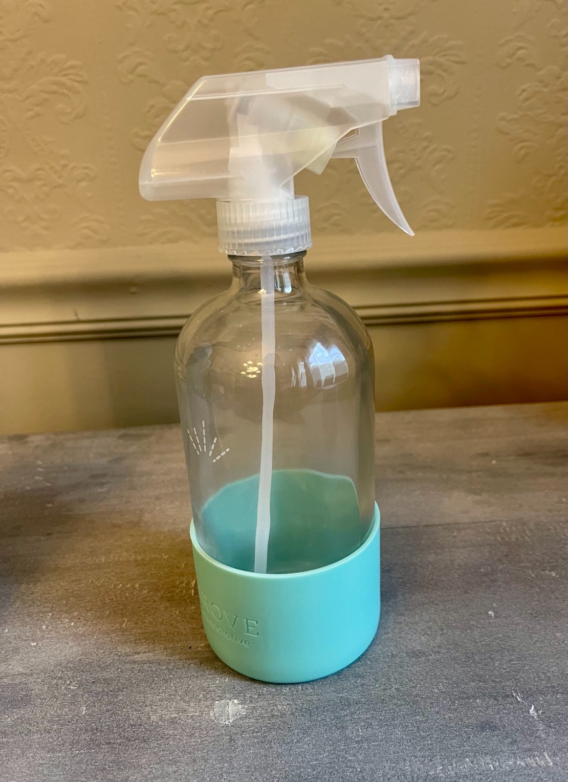 Brand New Grove Collaborative Turquoise Reusable Glass Cleaning Bottle-16oz
