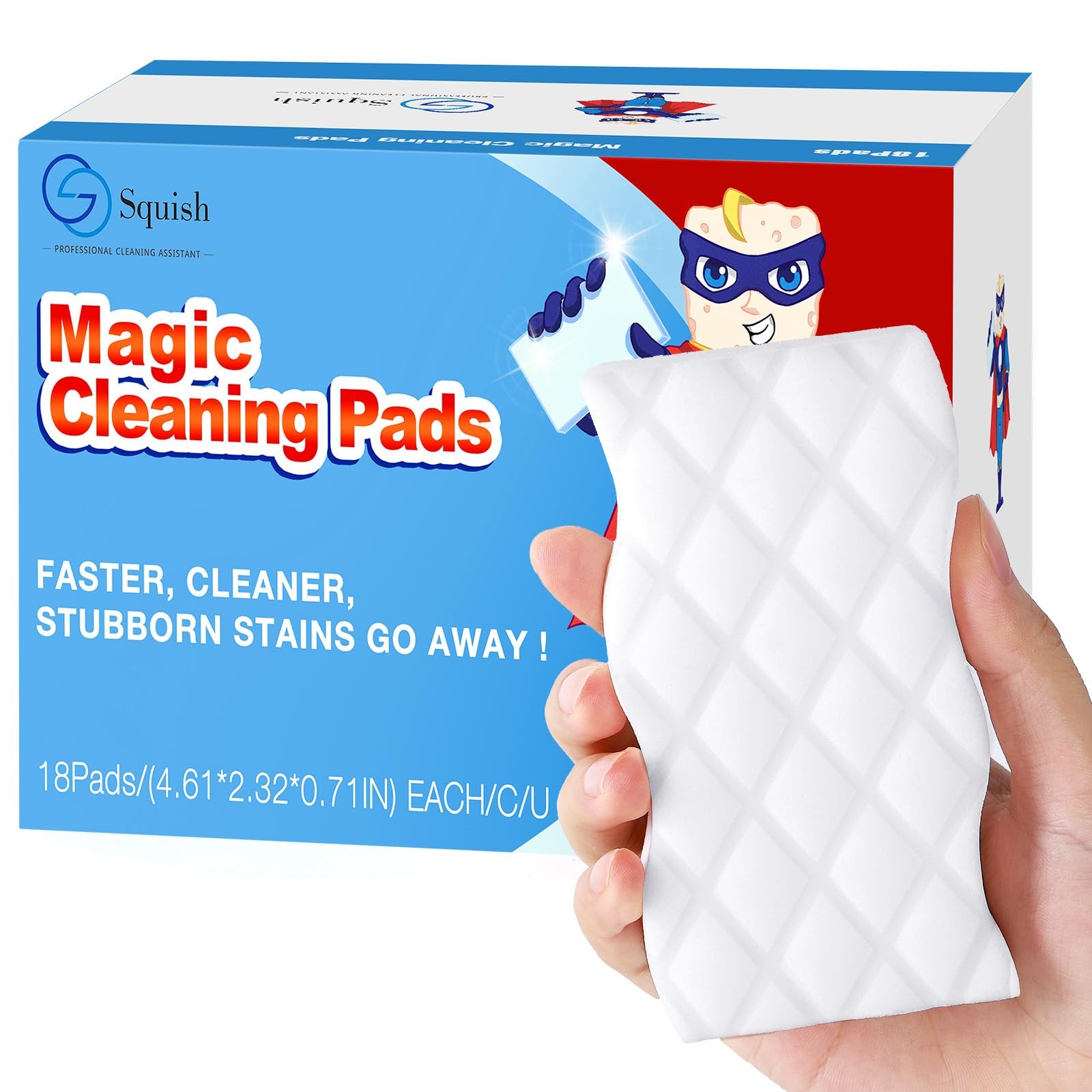 Magic Eraser Cleaning Pads, 18 Pack Melamine Foam for Walls, Kitchen, Shoes