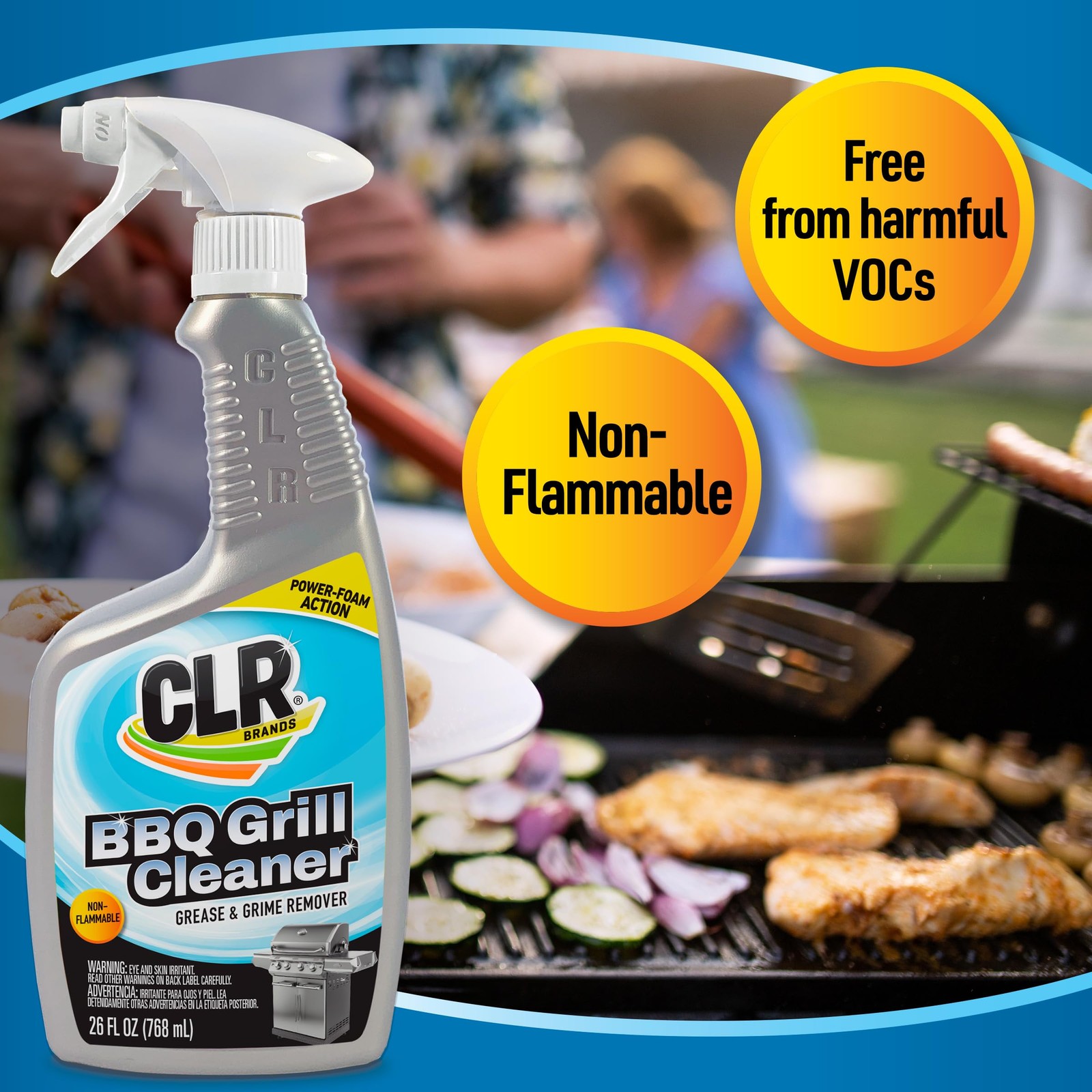 CLR Grill Cleaner Spray 26 Fl Oz Powerful Foaming Degreaser for BBQ Surfaces