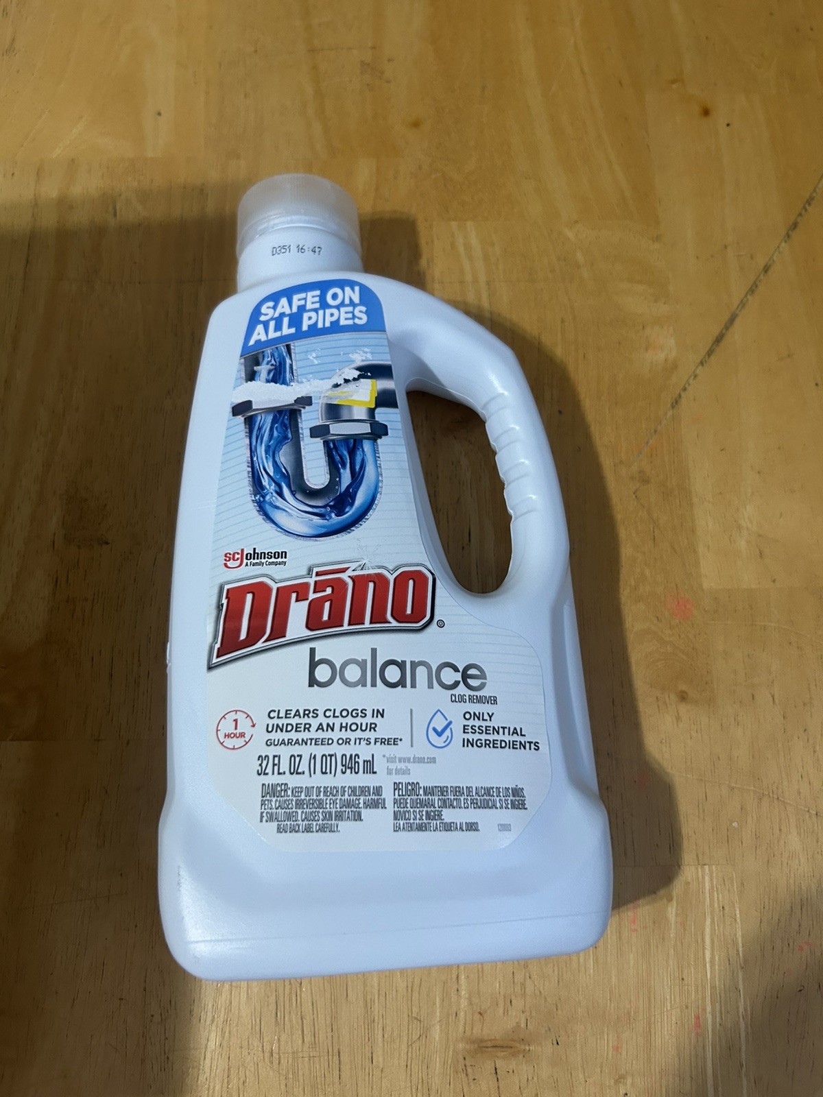 Liquid Drain Cleaner Unclogs Pipes in 60 Minutes Non-Corrosive Gel Safe Drains