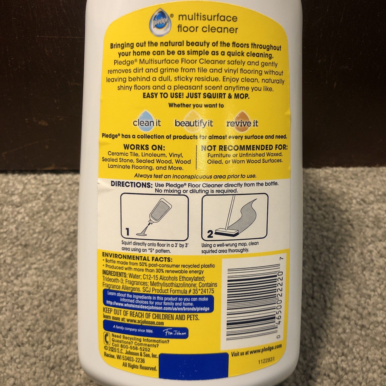 Pledge Clean It Multisurface Floor Cleaner Rainshower, 27oz