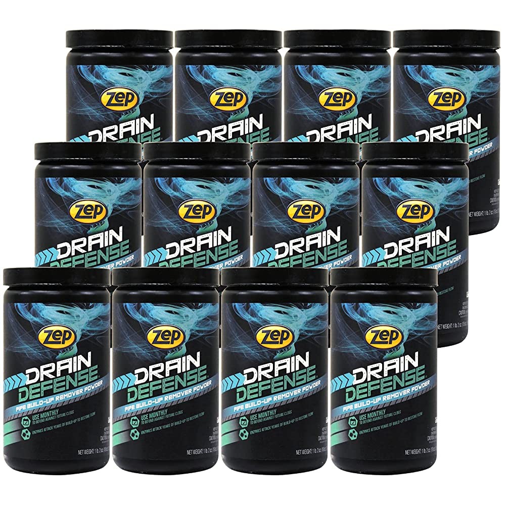 Zep Drain Defense Enzymatic Drain Cleaner Powder 18 oz (Case of 12) ZDC16 – Safe