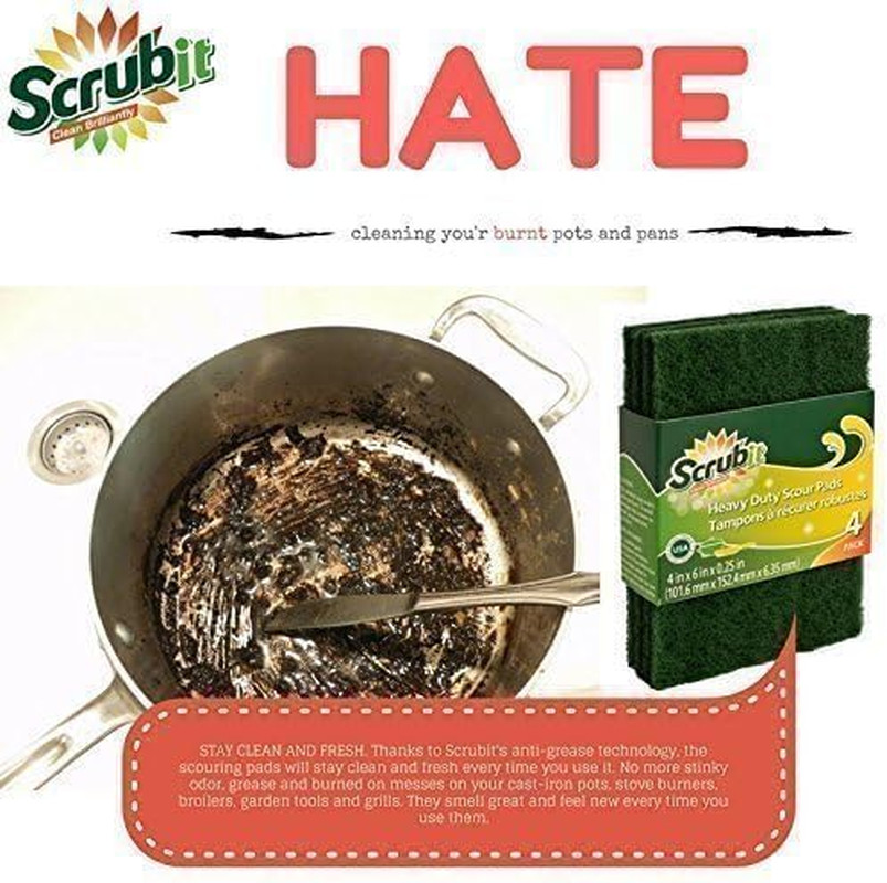 Scouring Pads – Heavy Duty Household Cleaning Scrubber with Non-Scratch Anti-Gre