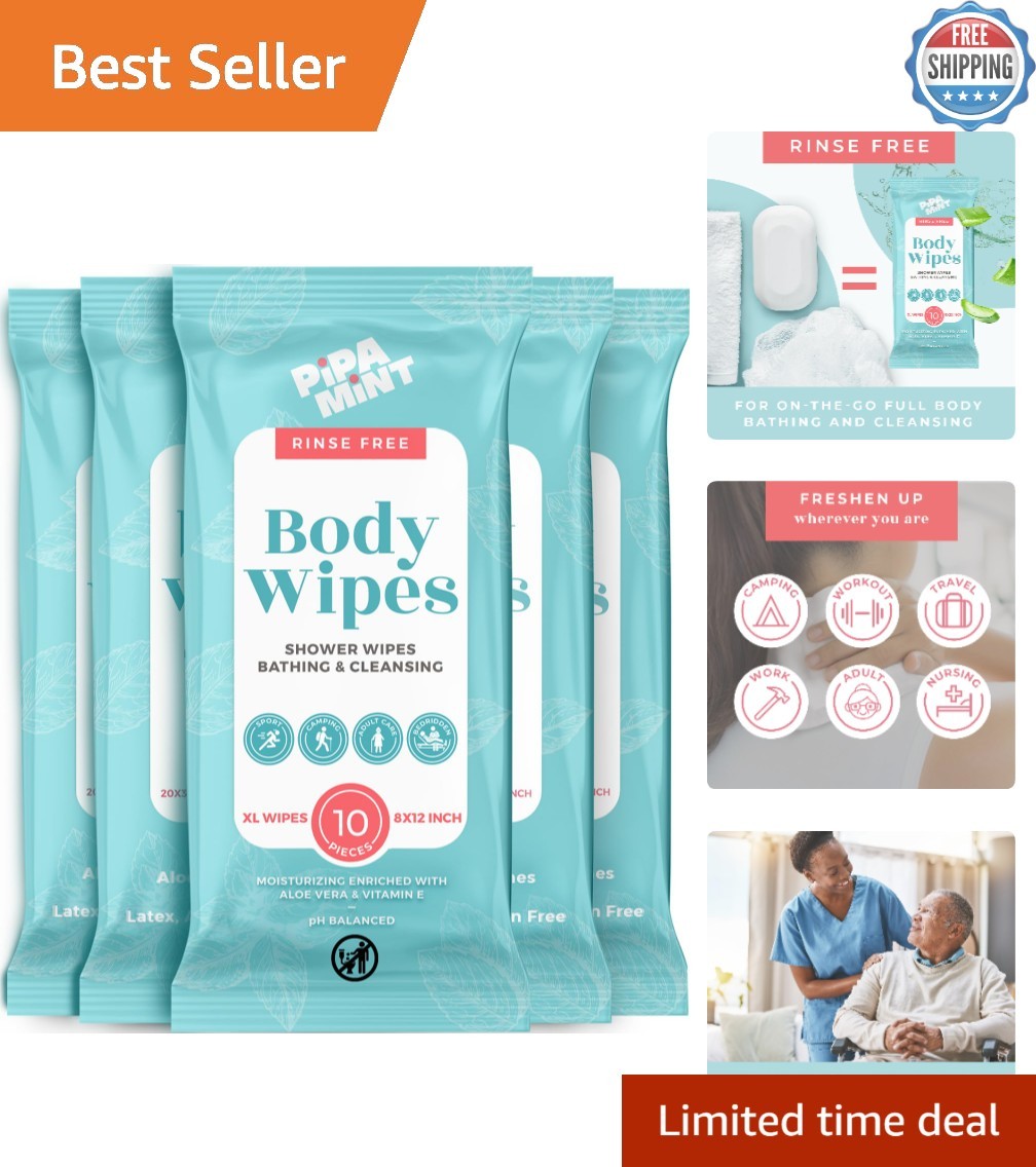 Portable XL Cleansing Wipes – 50 Count, Perfect for Travel and Active Lifestyles