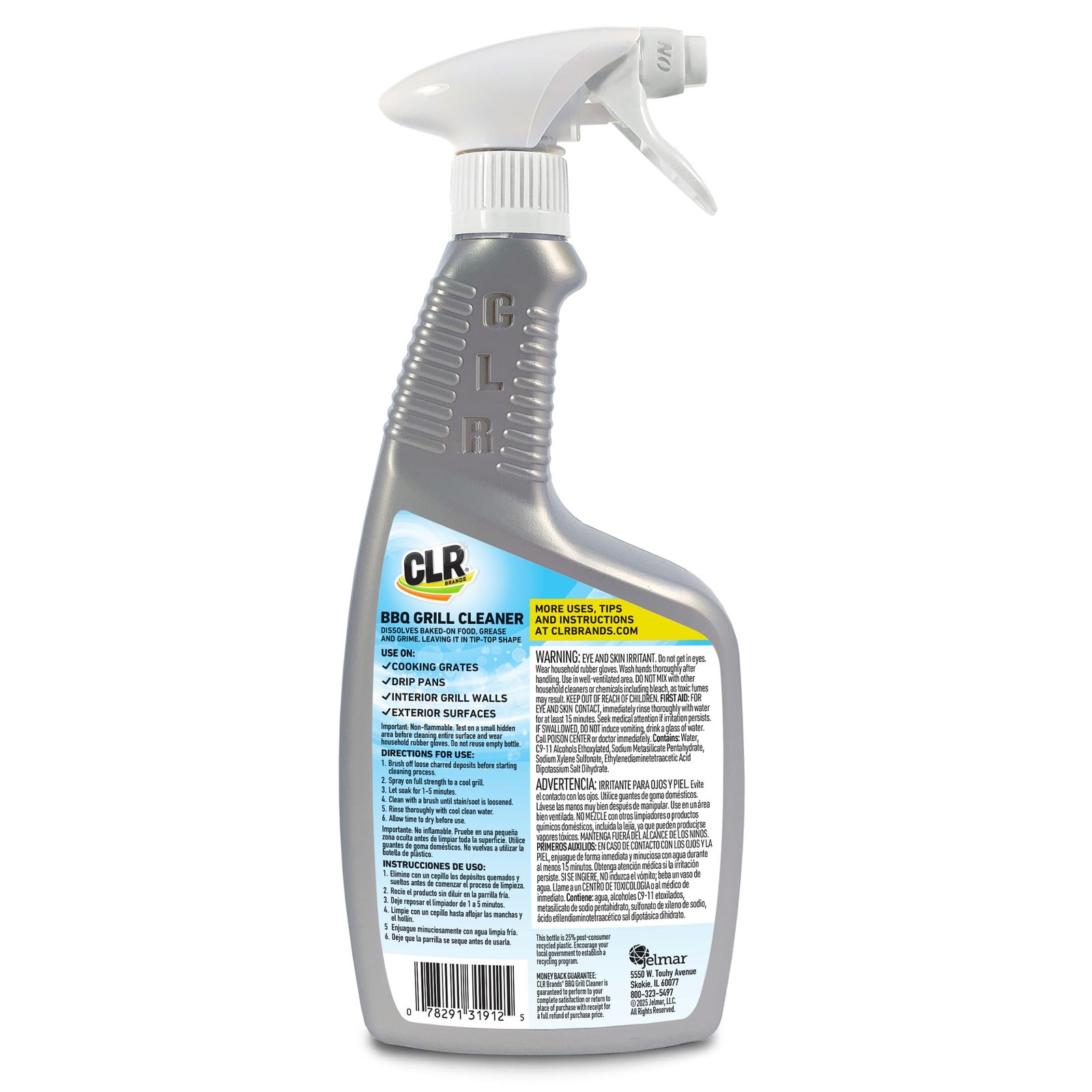 CLR Grill Cleaner Spray 26 Fl Oz Powerful Foaming Degreaser for BBQ Surfaces