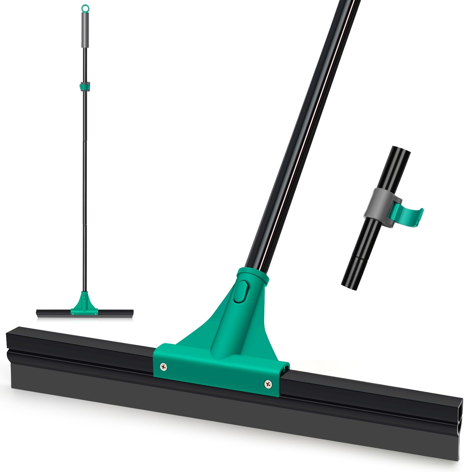 Floor Squeegee Heavy Duty with 58.3 inches Long Handle, Scraper Broom for Cle…