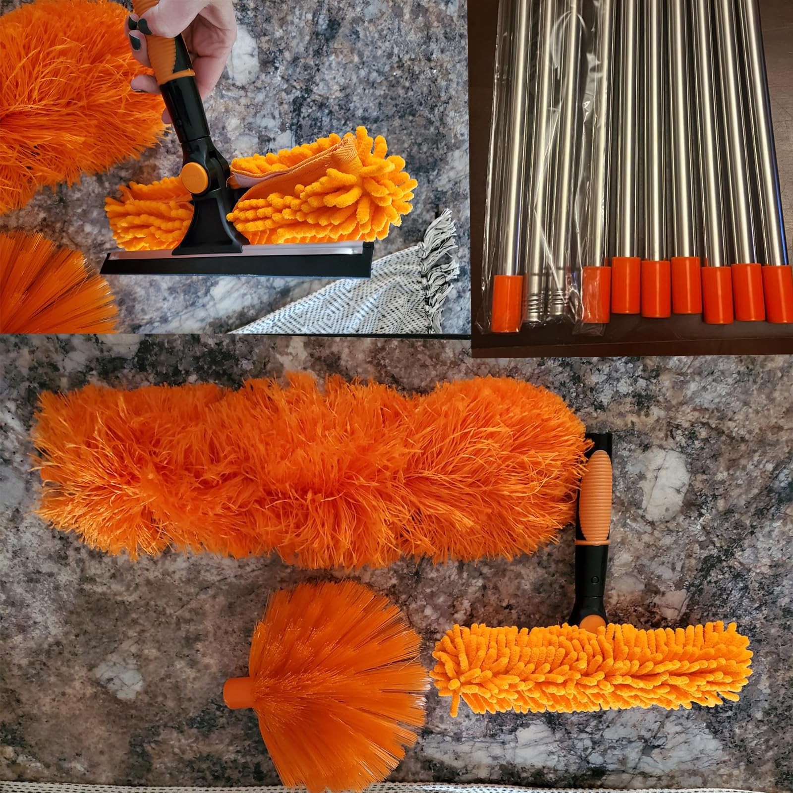 20ft High Reach Duster Kit – Extension Pole, Window Washer Squeegee