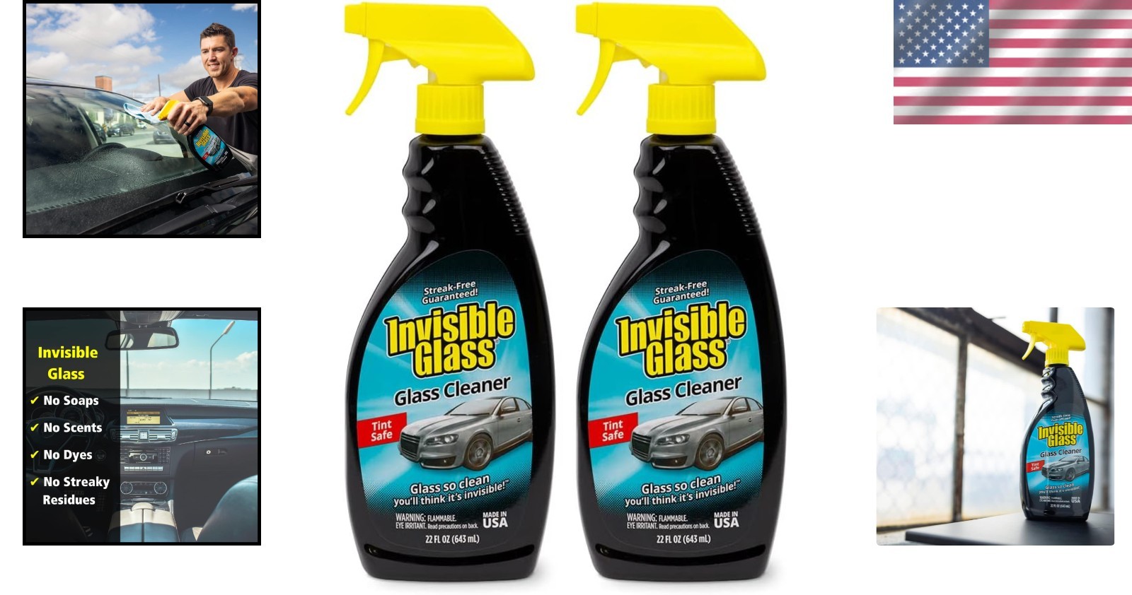 Professional-Grade Glass Cleaner – 22 fl oz Ammonia-Free & Residue-Free Spray