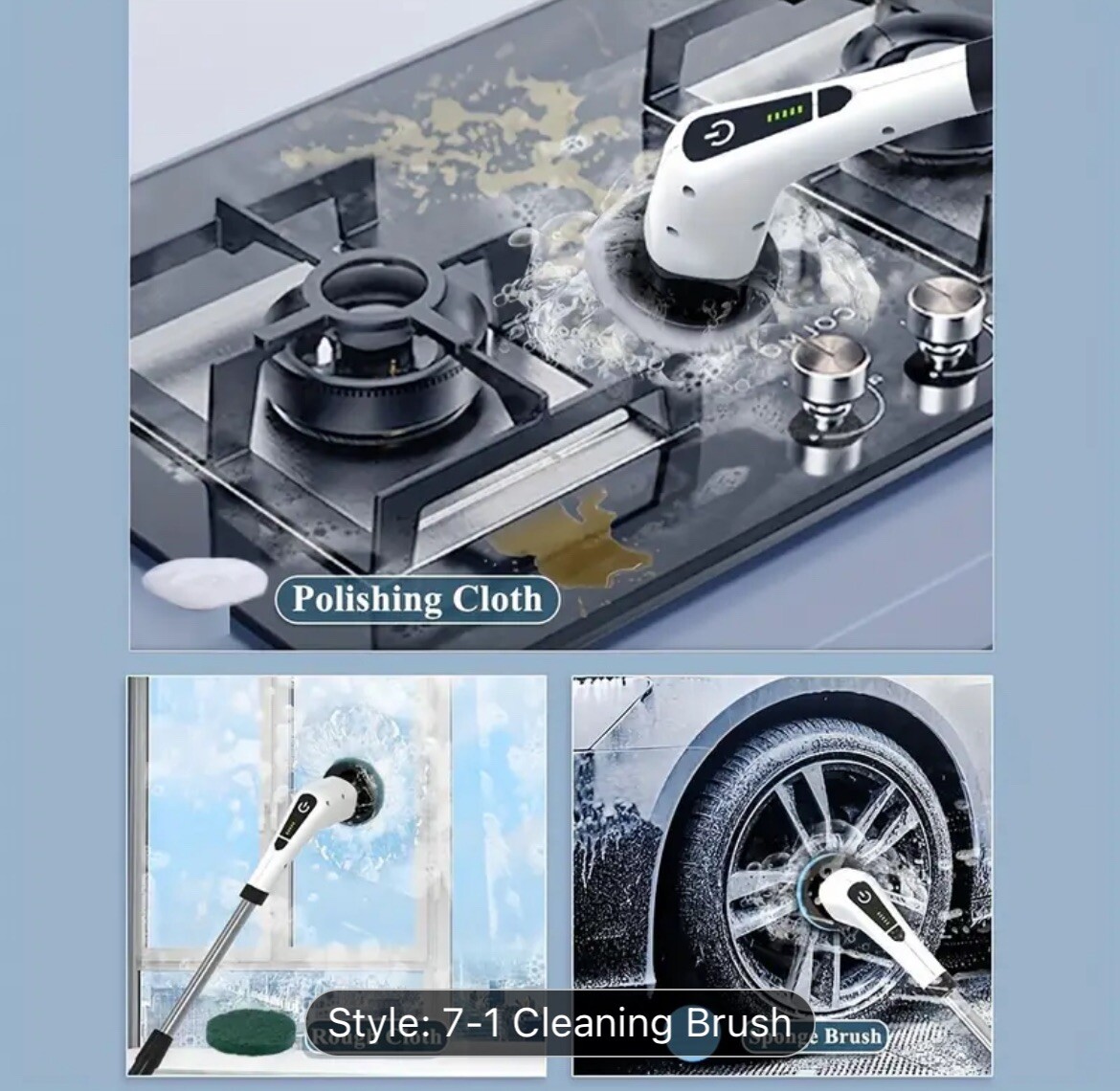 Electric Scrubtastic Cordless Spin Scrubber 7 Head Car Cleaning Mop Rechargeable