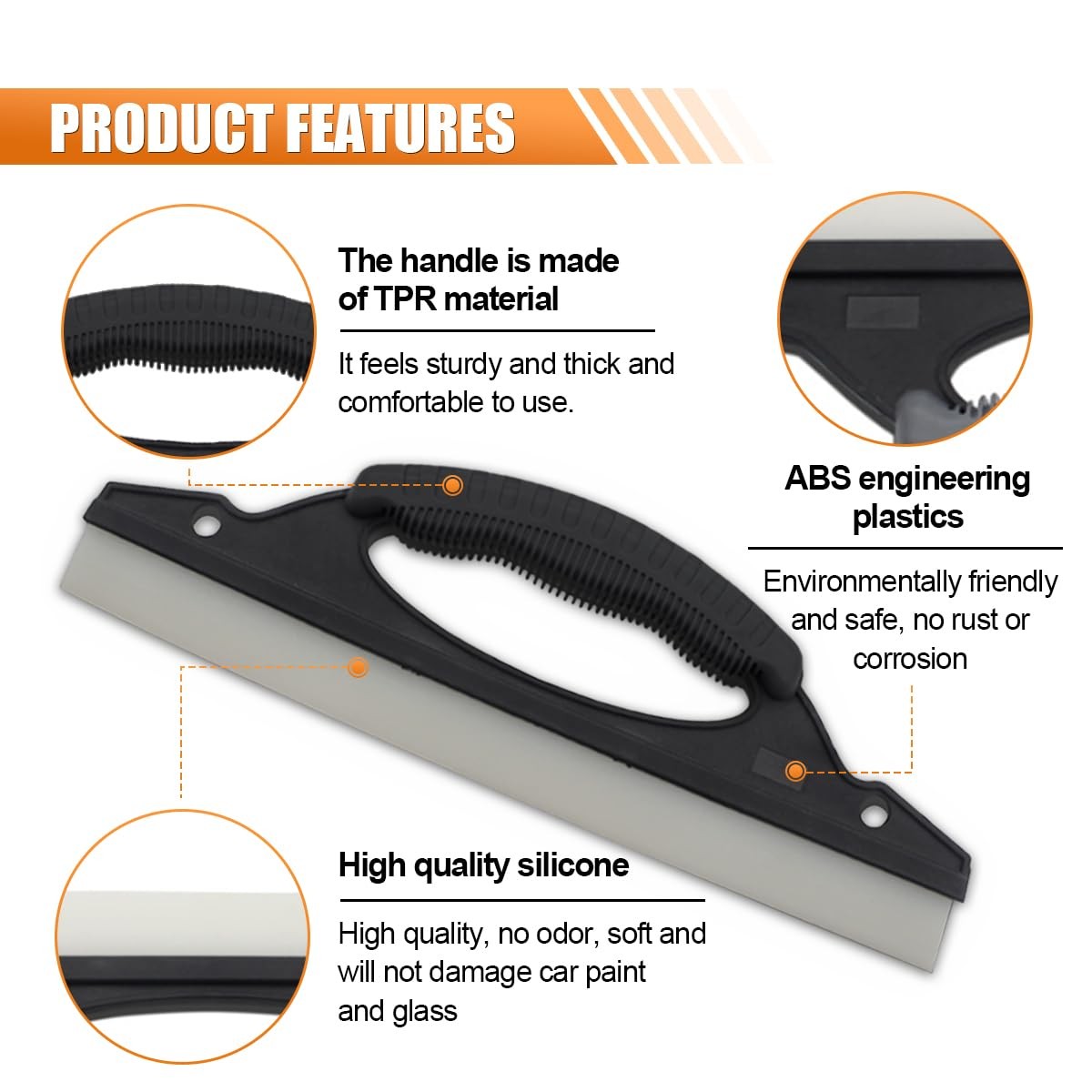 12 Inch Silicone Car Squeegee Water Scraper Wiper Blade Automotive (2PCS)