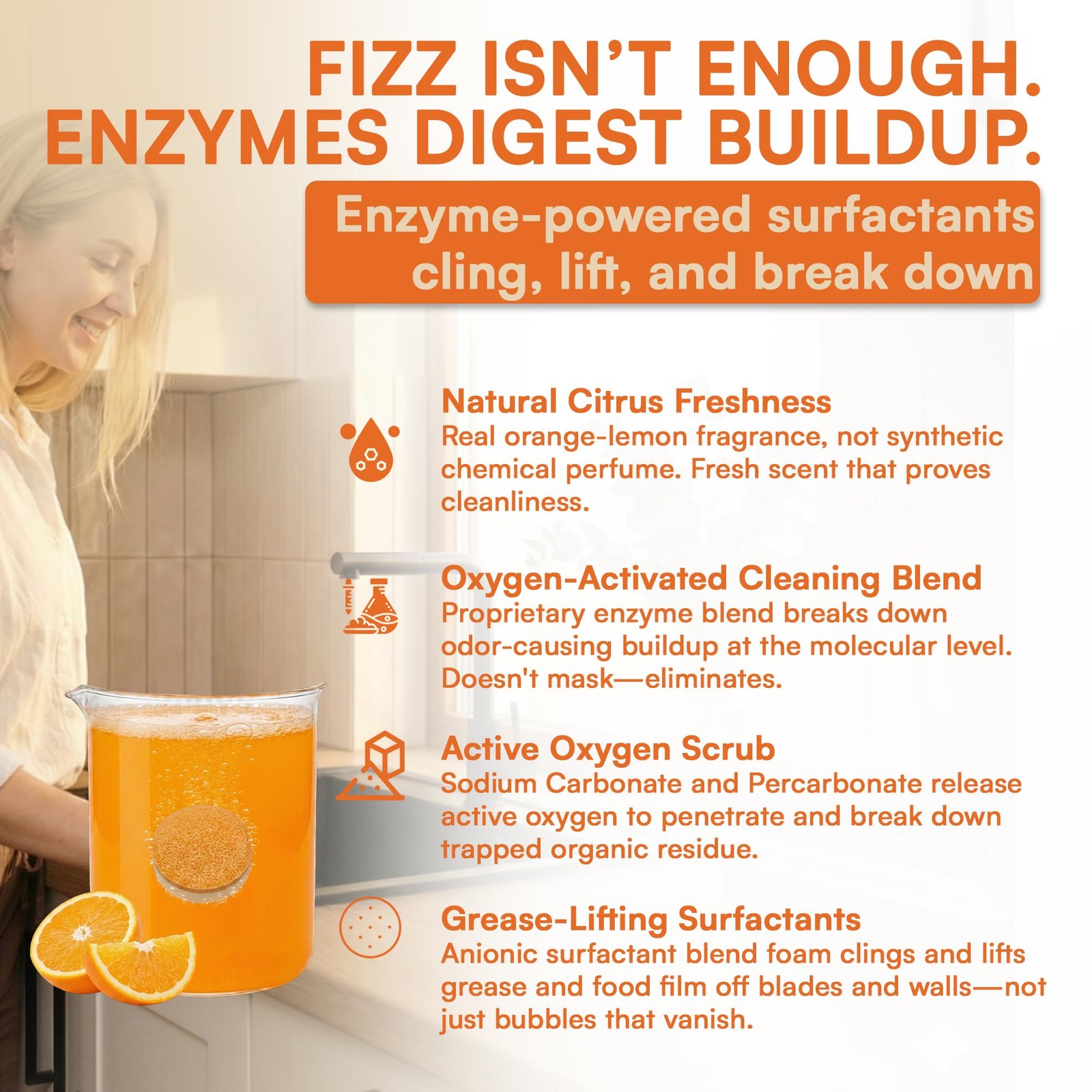 Garbage Disposal Cleaner and Deodorizer Tablets 24-Pack Citrus Foaming Tablet…