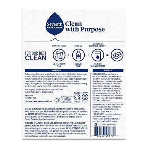 Seventh Generation Free And Clear Dishwasher Detergent Packs 20 Count Enzyme …