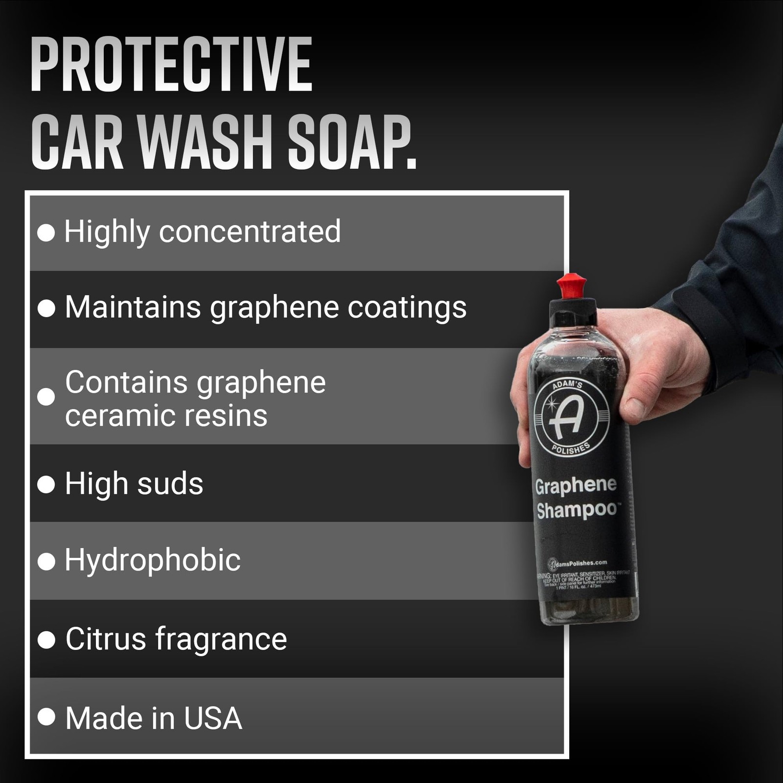 Adam’s Polishes Graphene Shampoo 16oz – Ceramic Coating Infused Car Wash Soap…