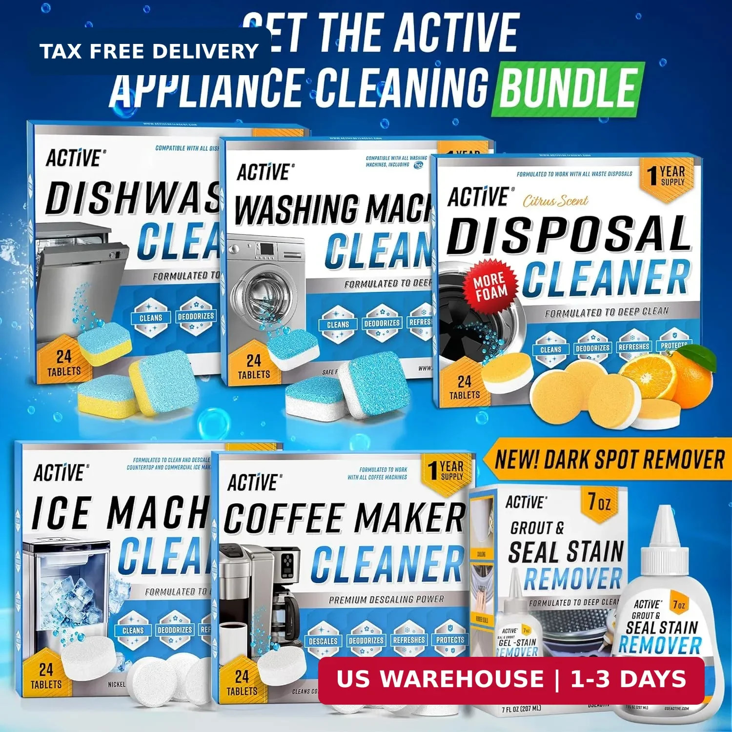 Garbage Disposal Cleaner Deodorizer Tablets – 24 Pack, New Powerful XL Foaming T