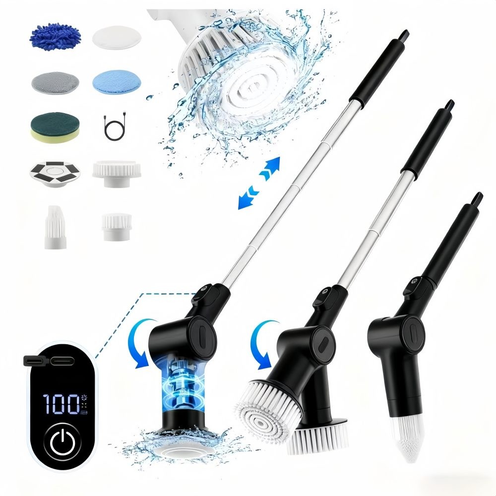 Electric Spin Scrubber, Cordless Cleaning Brush Scrubber for Home&Car Black