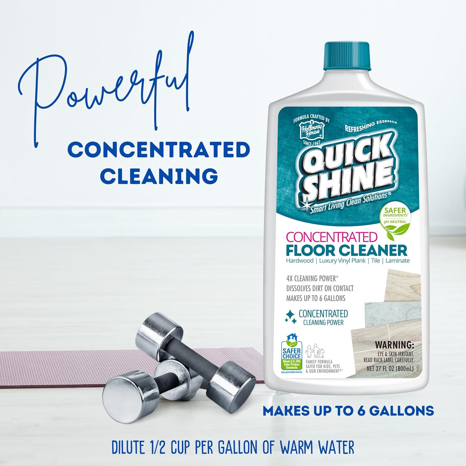 Limpiador de pisos concentrado multisuperficie Quick Shine de 27 oz Paquete de 6