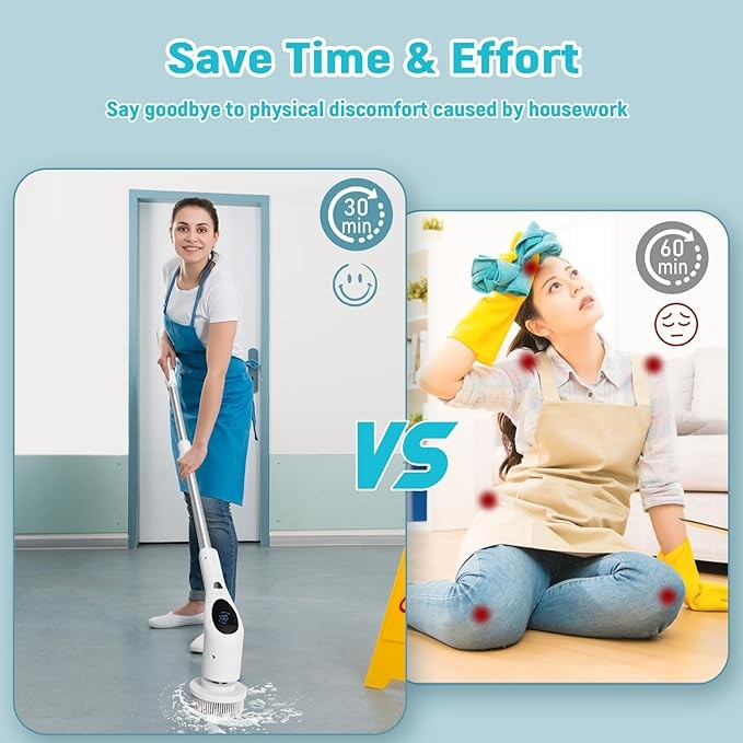 TiKenSo Electric Spin Scrubber, Digital Electric Scrubber TD-8136 – WHITE