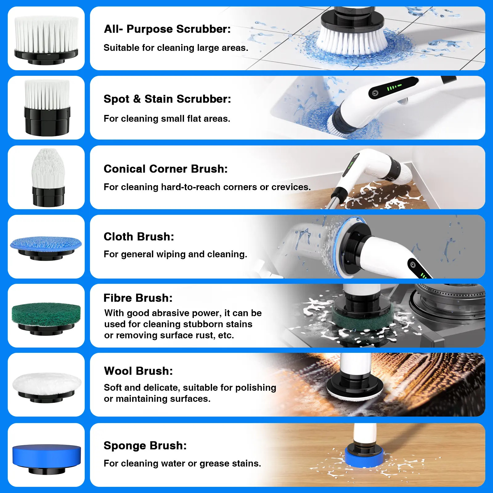 Electric Spin Scrubber Cordless Full Body Waterproof Cleaning Brush with Display
