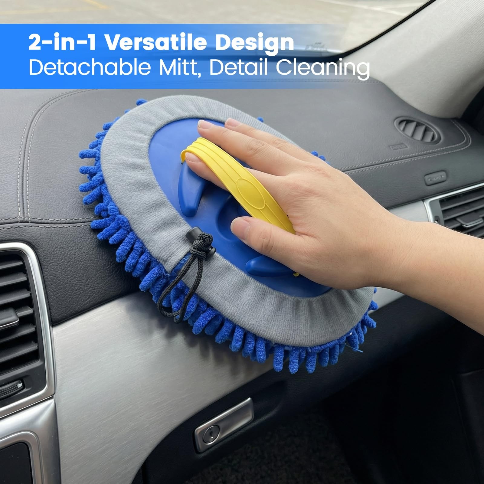 41″Car Cleaning Brush with Telescopic Handle Aluminum Alloy Long Rod Chenille