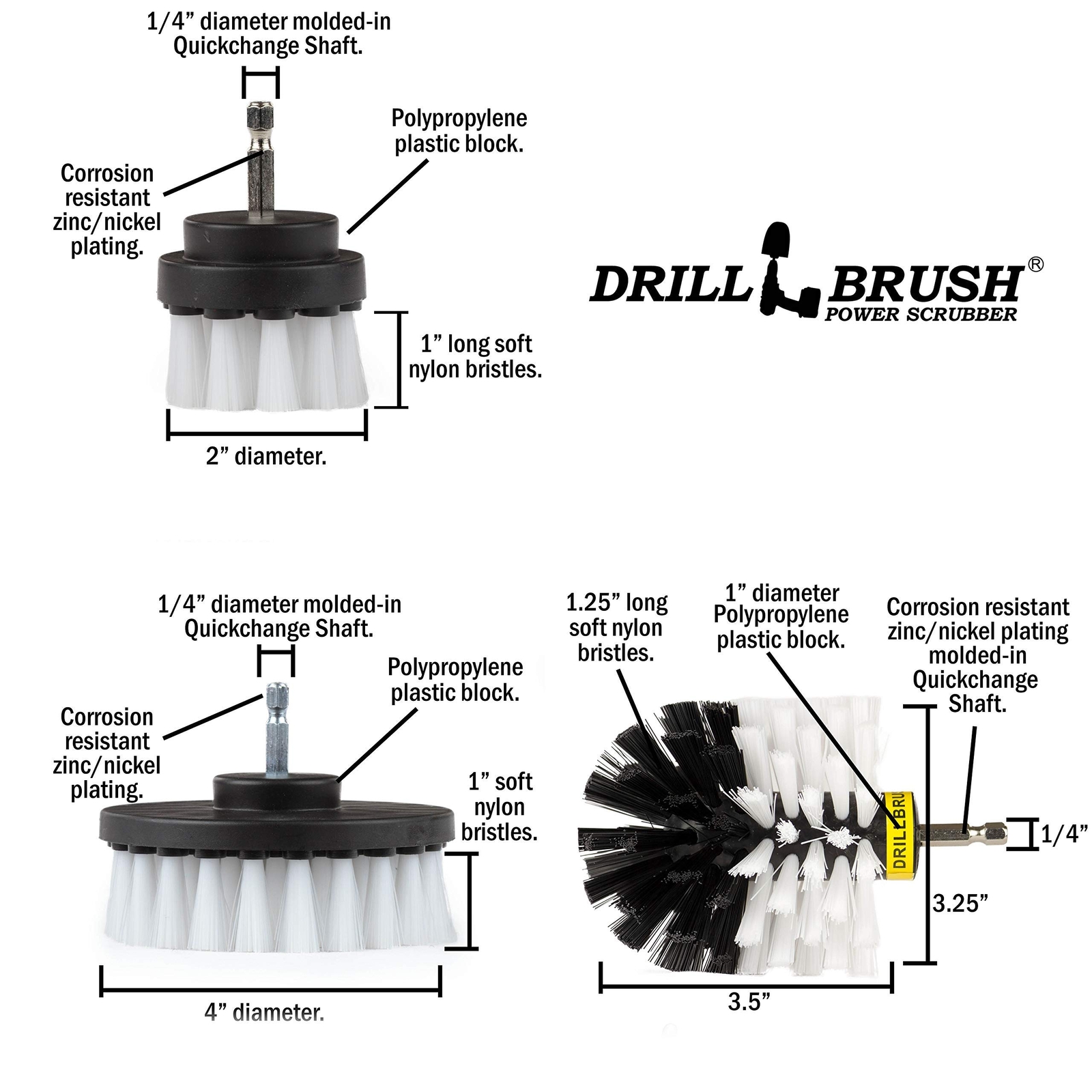 Car Detailing Kit Interior Cleaner Brush Set 3 Piece Drill Brush Cleaning Tool A
