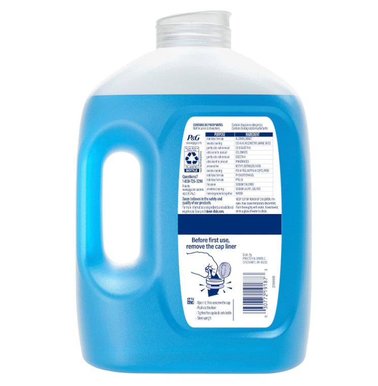 Dawn Ultra Original Dish Soap Refill Jug, Large Size Blue Liquid Dishwashing Det