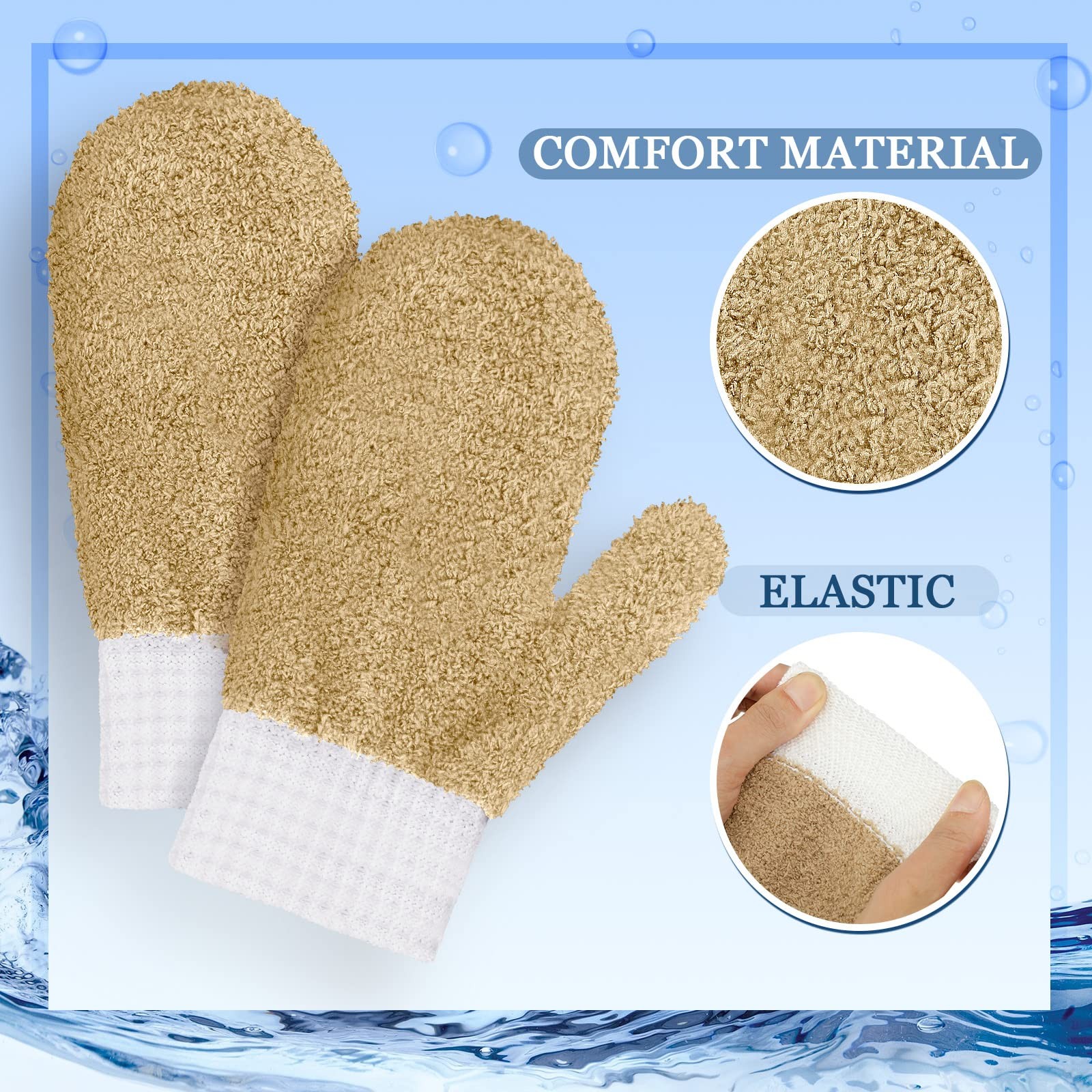 BBTO 3 Pairs Microfiber Dusting Mitt with One Size, Dark Blue, Gray, Khaki