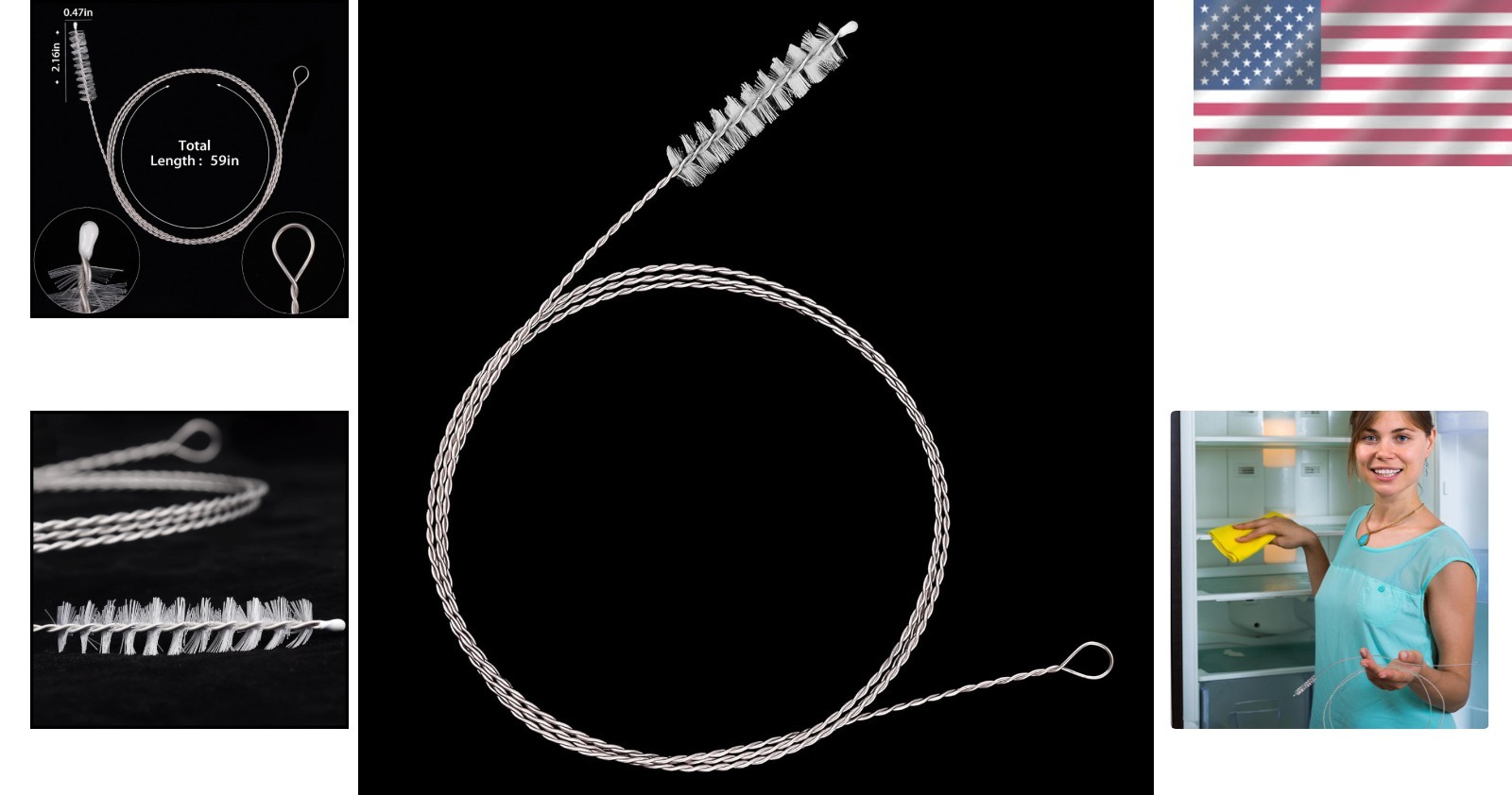 Nylon & Stainless Steel Drain Brush – 143cm Flexible Tool for Easy Clog Removal