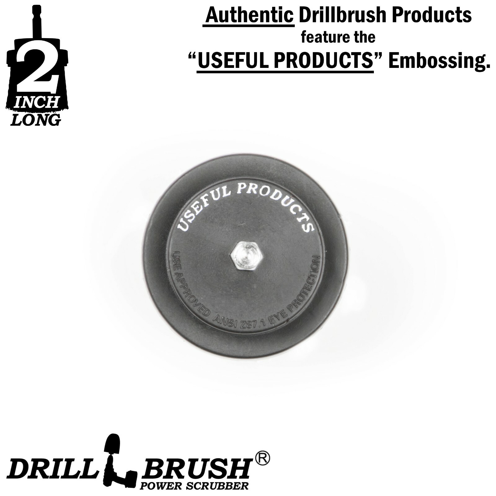 2 Inch Diameter Black Ultra Stiff Bristle Drill Brush for Removing Baked on Food