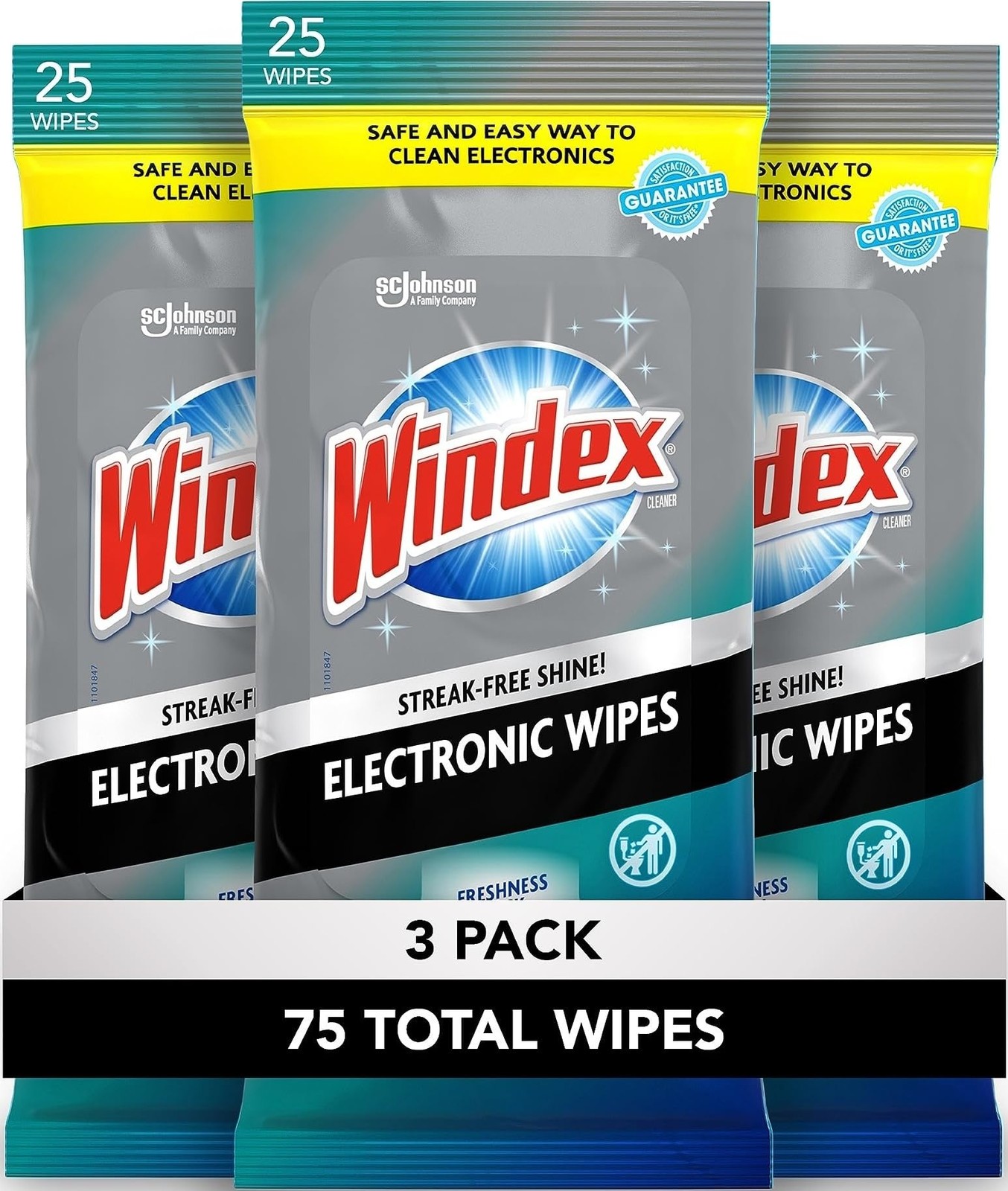Windex Electronic Cleaning Wipes 75CT | Pre-moistened Streak Free