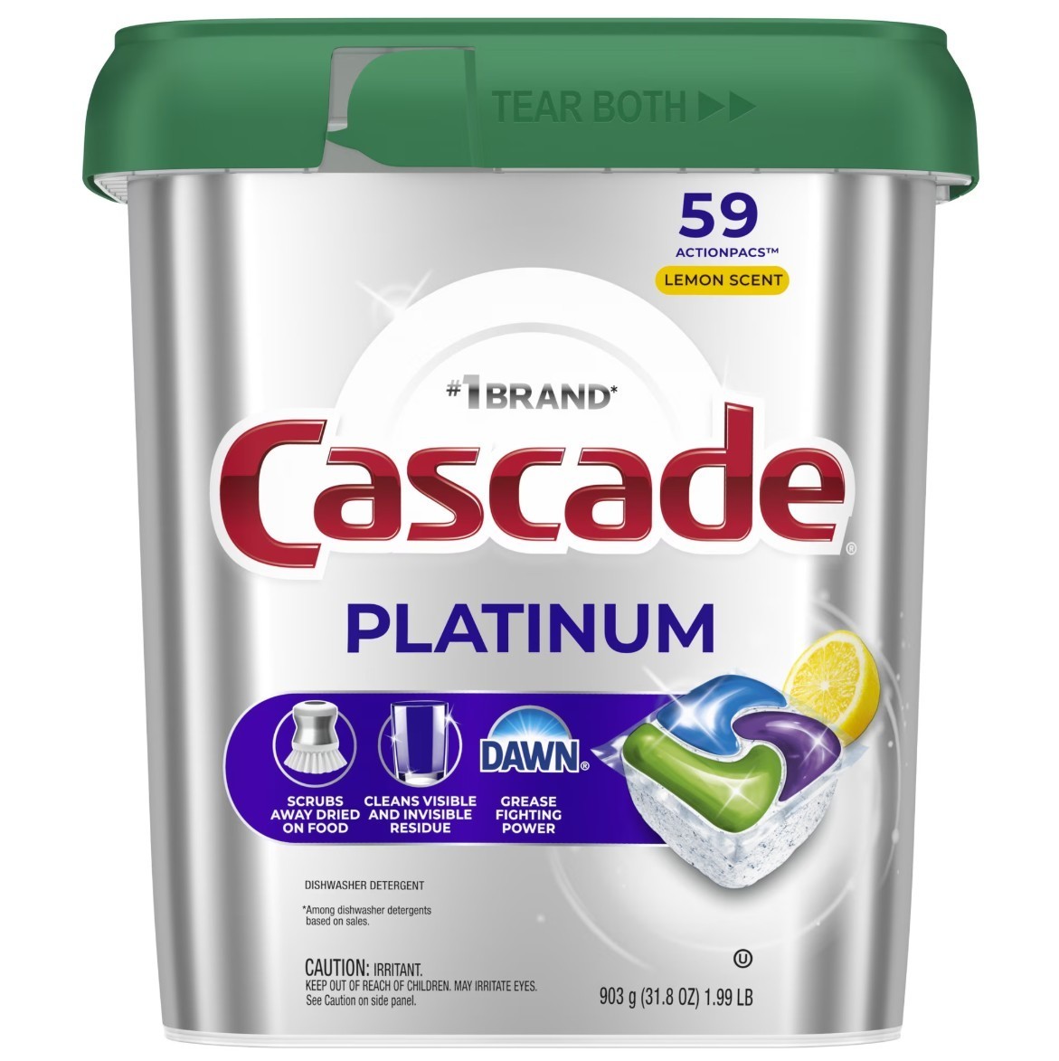 [FASH SALE]2 Pack Cascade Platinum Dishwasher Detergent Pods Lemon 59 Count Tabs
