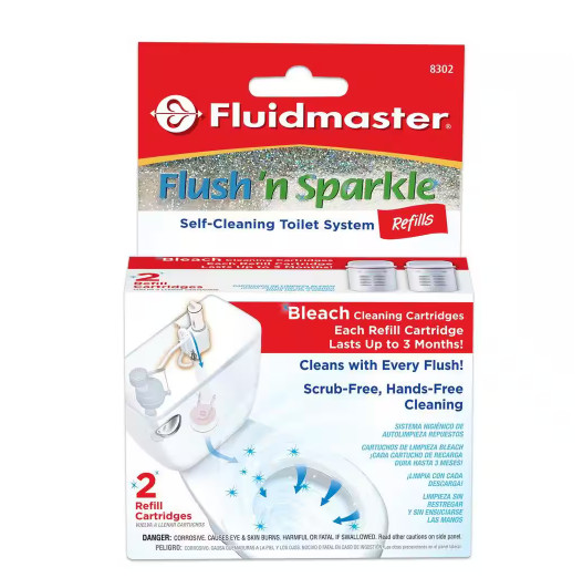 Fluidmaster 8302P8 Flush ‘n Sparkle Automatic Toilet Bowl Cleaning System 2-Pack