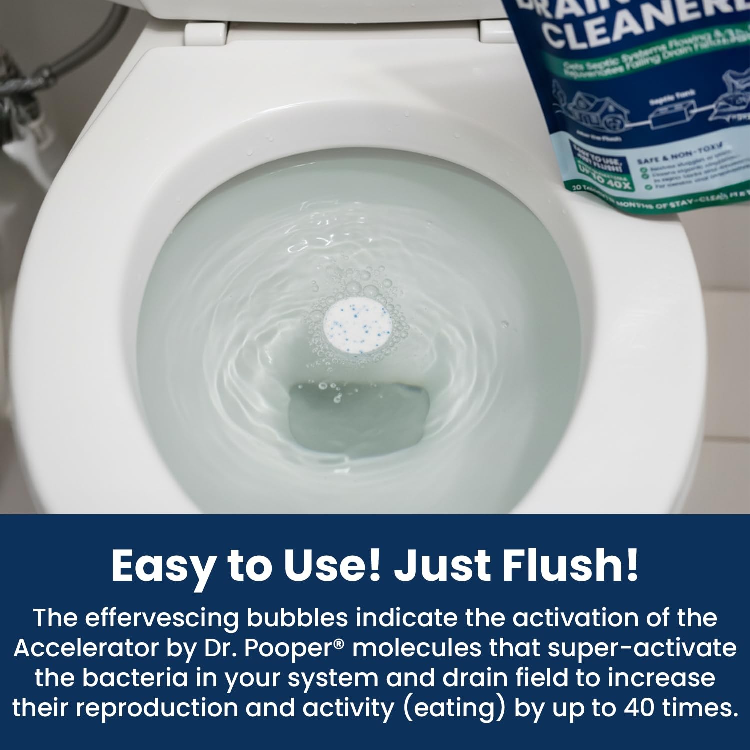 Drain Field Cleaner Tablets (20 Count) – Septic Tank Treatment for Clogs, Odo…