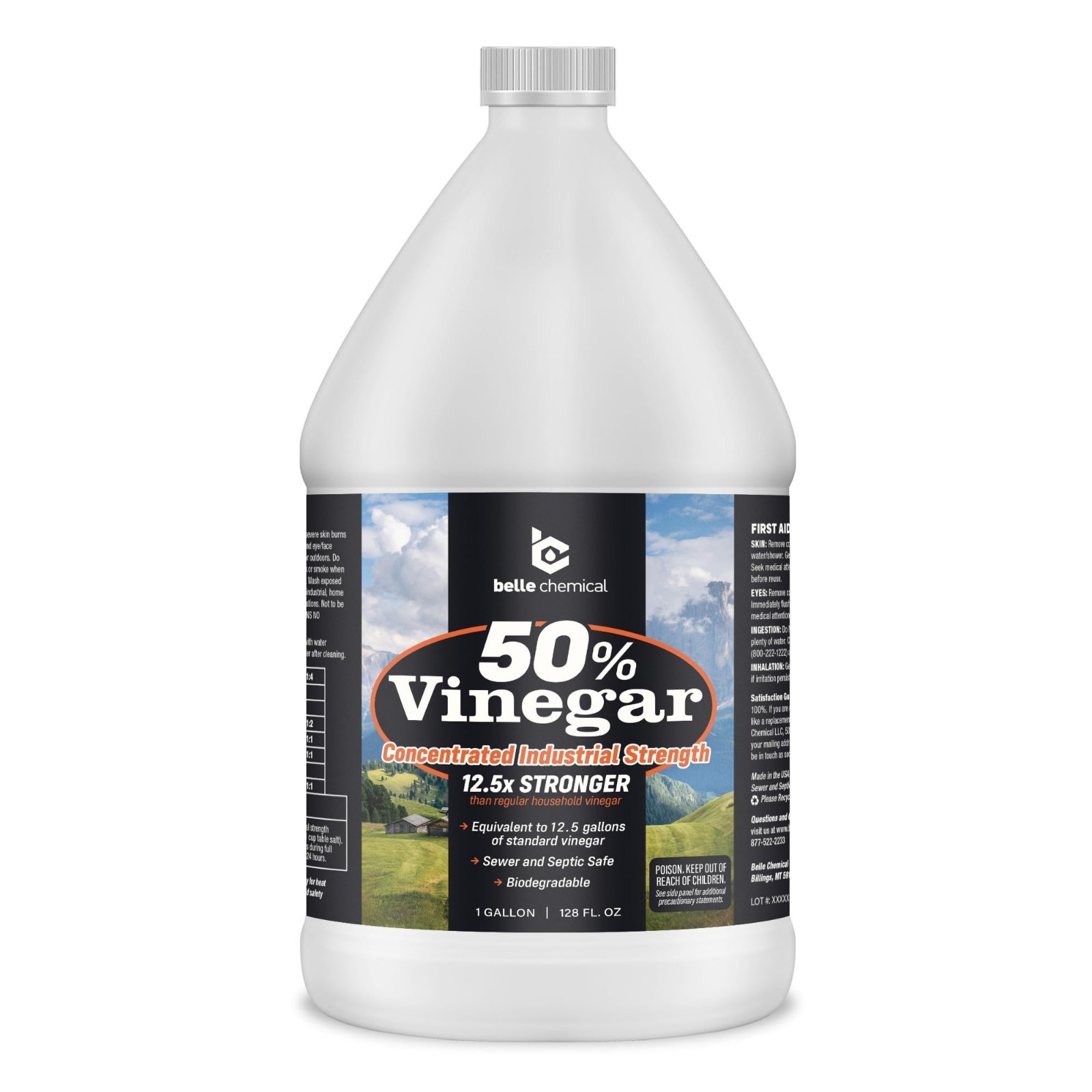 50% Pure Concentrated Vinegar – 125x Stronger Cleaner for Indoor & Outdoor Use (