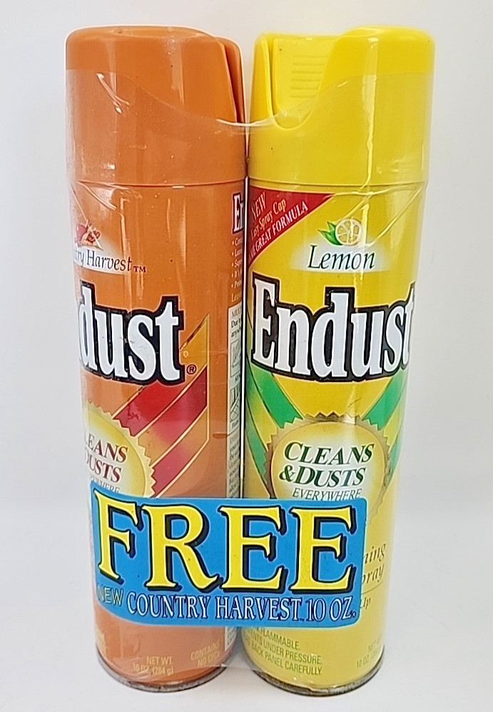 Vintage 1990s Endust Lemon & Country Harvest Furniture Spray Dust Cleaner NOS