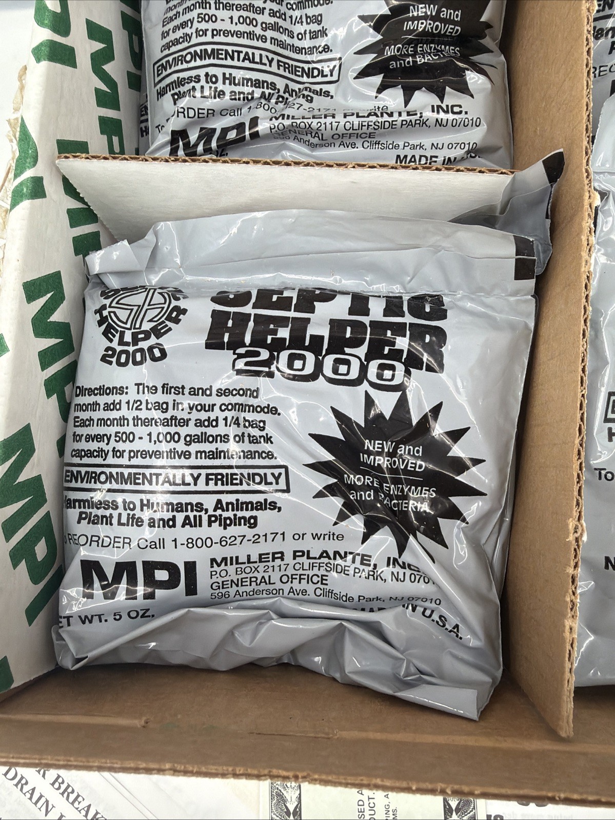 15 Bags MPI Septic Helper 2000 5 Oz. Non Toxic New And Improved Gray Bag Enzymes