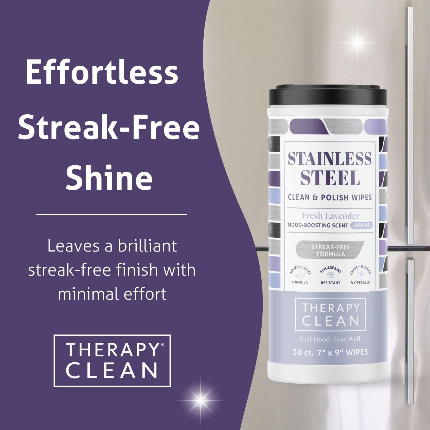 Stainless Steel Appliance Cleaner Wipes 30 Count (2 Pack) – Streak-Free Shine, R