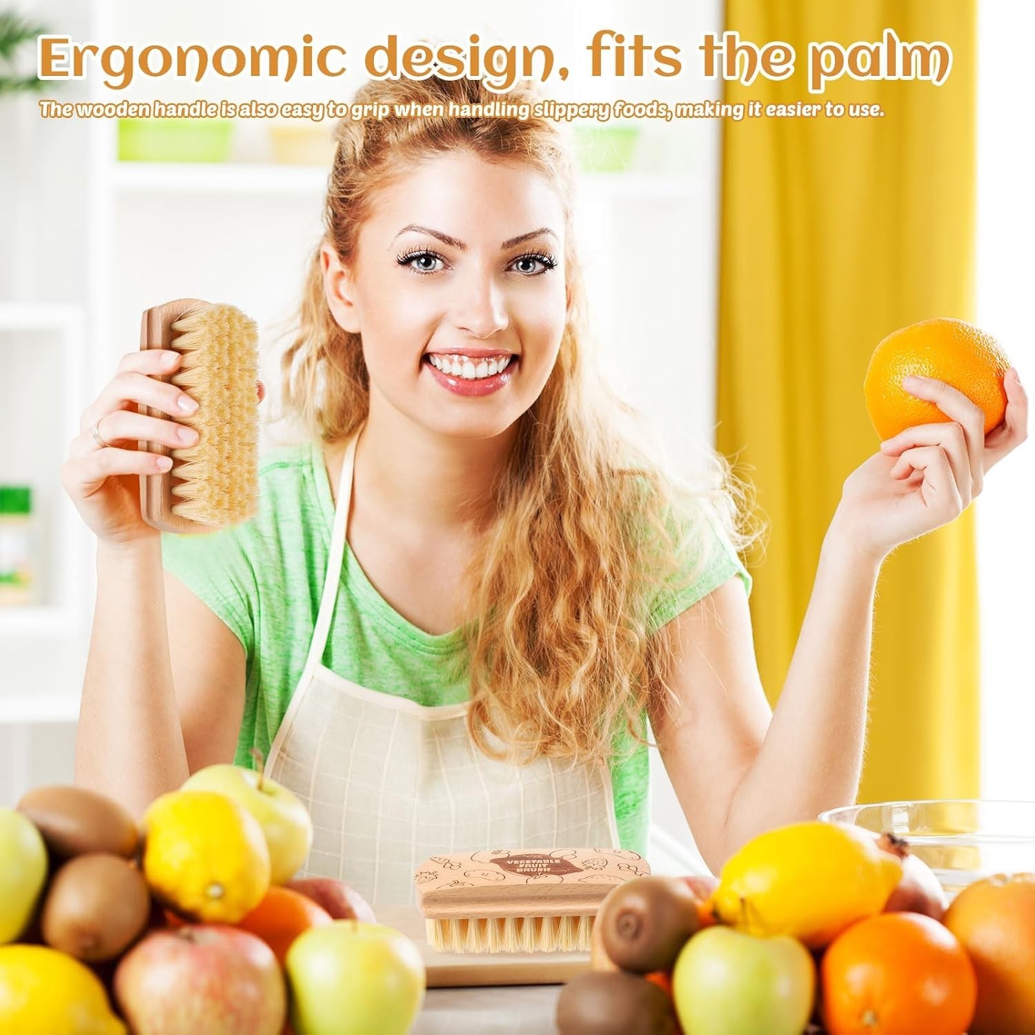 Beechwood Vegetable Fruit Cleaning Brush Scrubber Potato Veggie Wash Brush
