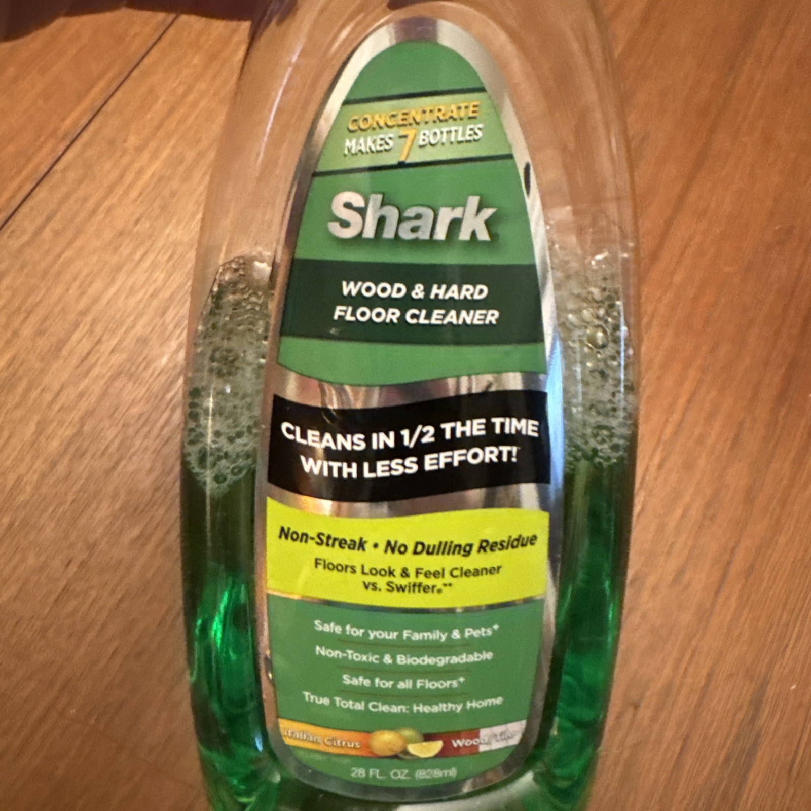 Shark Wood/Hard Floor Cleaner 28oz Italian Citrus Sonic Duo Concentrate 65% full