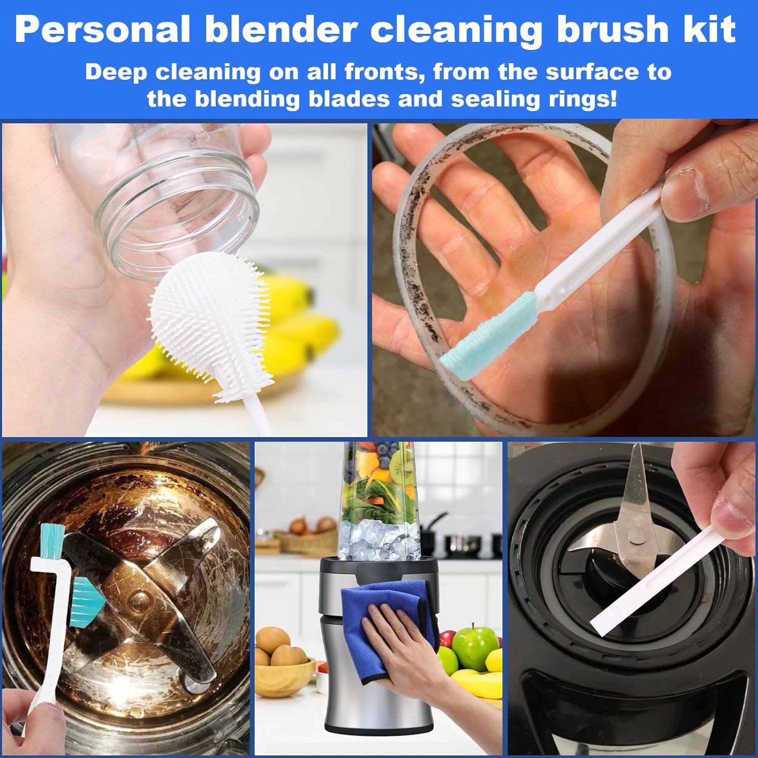 XANGNIER 7 Pcs Personal Blender Cleaning Brush Set for Portable/Smoothie/Small
