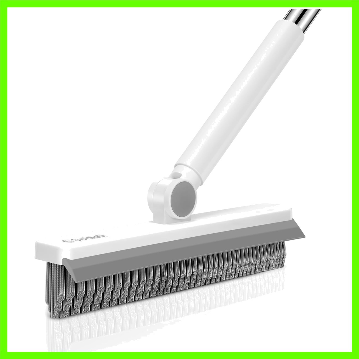 Grout Cleaner Brush with Long Handle, V-Shaped Floor Scrub Brush Swivel Grout…
